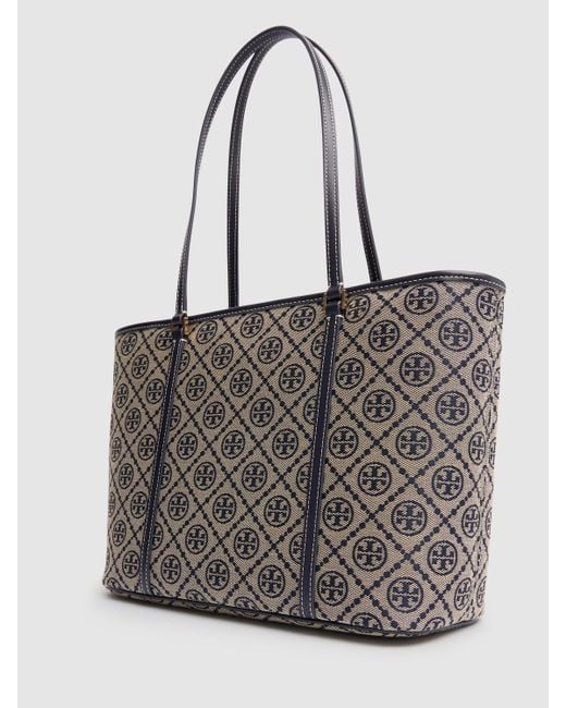 Tory Burch Gray Damen Kleine Canvas-Tote Mit T-Monogramm