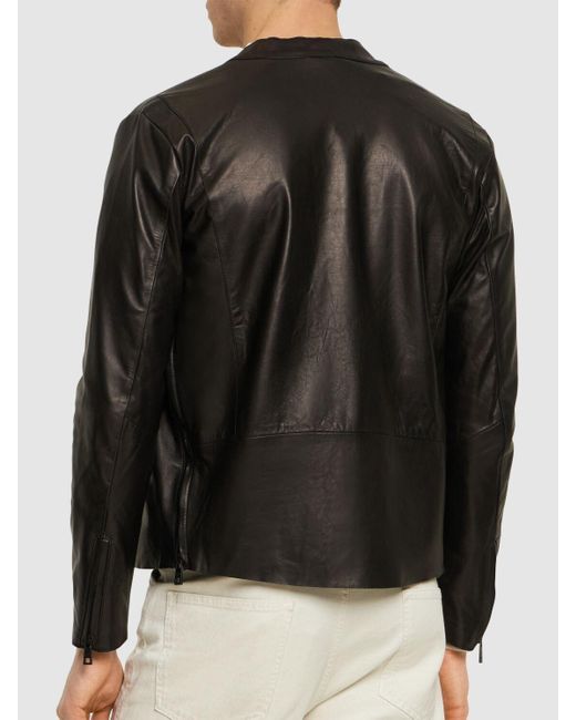 Giorgio Brato Black Natural Leather Biker Jacket for men