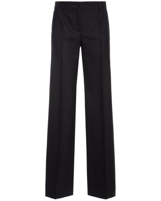 Dolce & Gabbana Black Weite Hose Aus Stretch-wolle