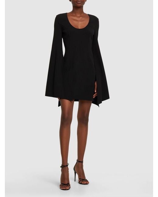 Michael Kors Black Wool Crepe Bell Sleeved Dress