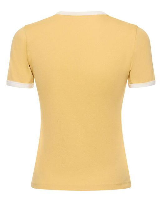 Courreges Yellow Contrast Cotton Jersey T-Shirt