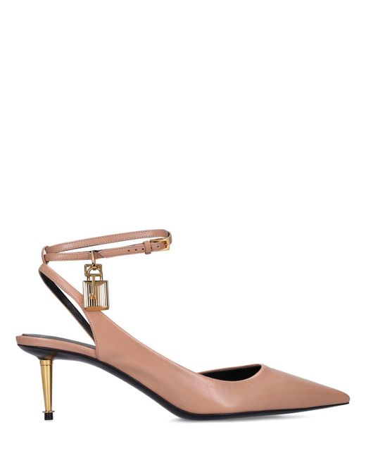 Tom Ford Pink Leather Slingbacks With Charm