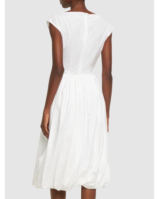 Marni White Cotton Poplin Sleeveless Midi Dress