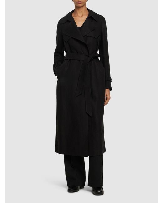 Trench-coat en lin carola Tagliatore 0205 en coloris Black