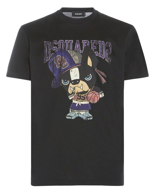 T-shirt ciro in cotone con stampa di DSquared² in Black da Uomo