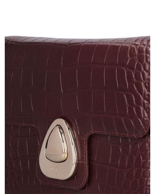 A.P.C. Purple Small Astra Croc Embossed Leather Bag