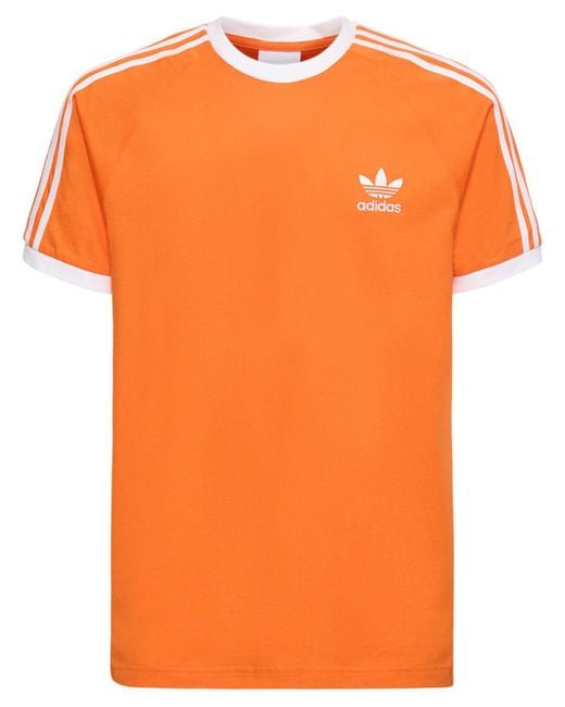 Adidas Originals Orange 3-stripes Cotton T-shirt for men