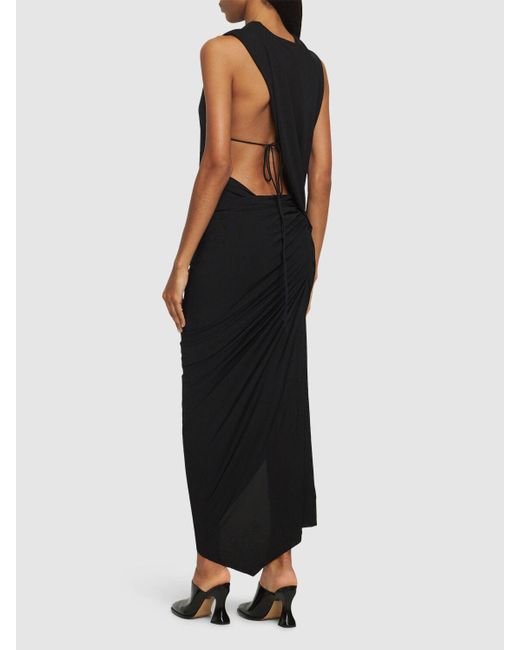 Christopher Esber Black Asymmetrisches Kleid Aus Viskose "monstera"