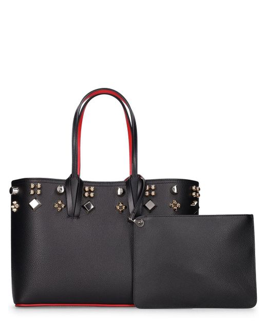 Christian Louboutin Black Small Cabata Spiked Leather Tote Bag