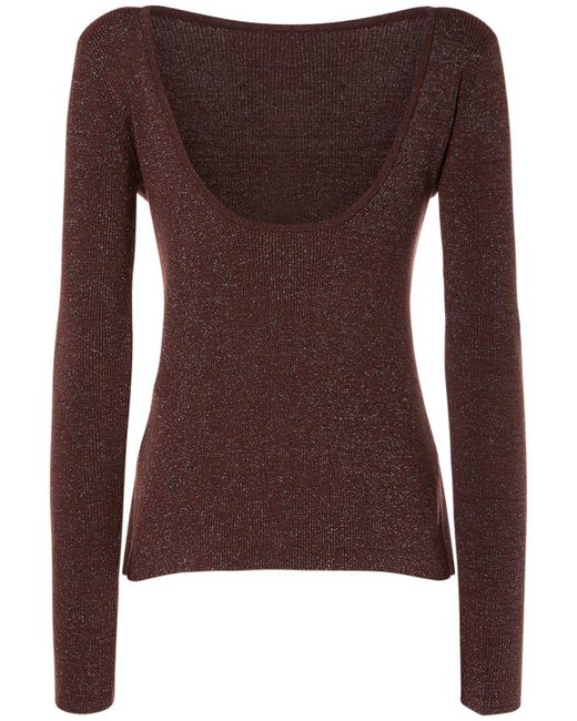 Max Mara Brown Favella Stretch Viscose Lurex/S Top