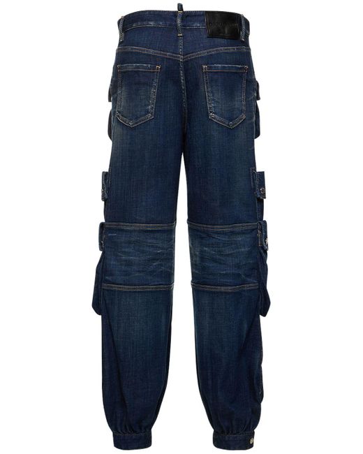 Jeans cargo larghi vita bassa in denim di DSquared² in Blue