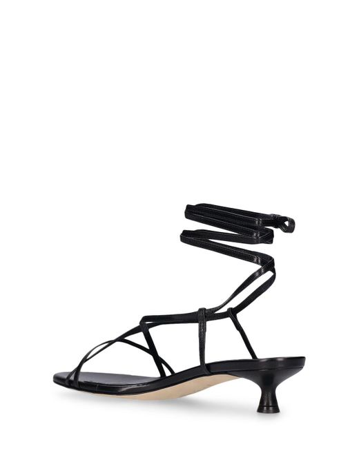 Aeyde Black 35mm Paige Nappa Leather Lace-up Sandals