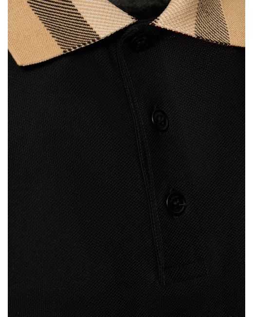 Hombre Polo De Algodón Con Cuello Burberry de hombre de color Black