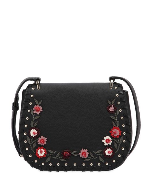 Kate Spade Black Tressa Floral Appliqués Leather Bag