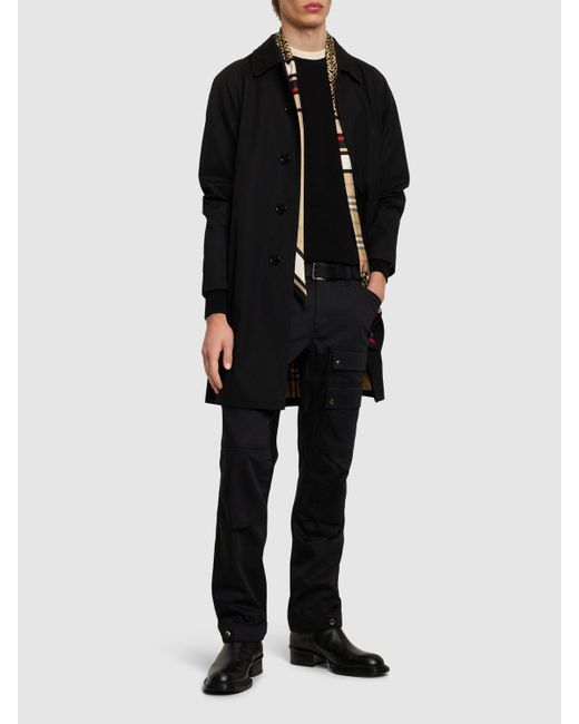Manteau mi-long en coton camden Burberry pour homme en coloris Black