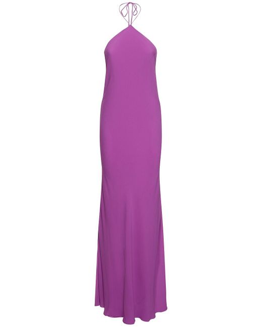 ANDAMANE Purple Rebecca Silk Georgette Maxi Slip Dress