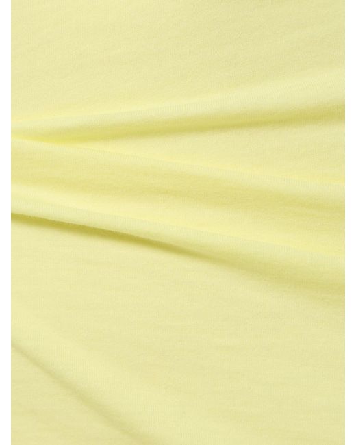 Top monospalla in jersey di cotone drappeggiato di MSGM in Yellow