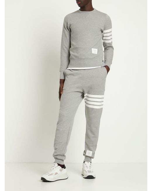 Sweat-shirt en coton intarsia Thom Browne pour homme en coloris Gray