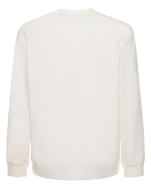 Brunello Cucinelli White Embroidered Logo Cotton Sweatshirt for men