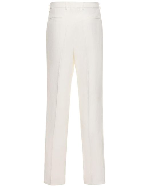 Brunello Cucinelli White Linen Pleated Pants for men