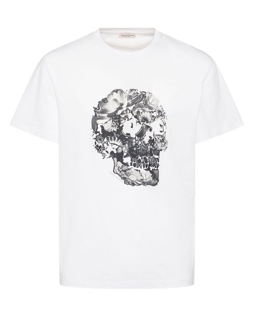 Alexander McQueen Baumwoll-t-shirt Mit Blumendruck in White für Herren