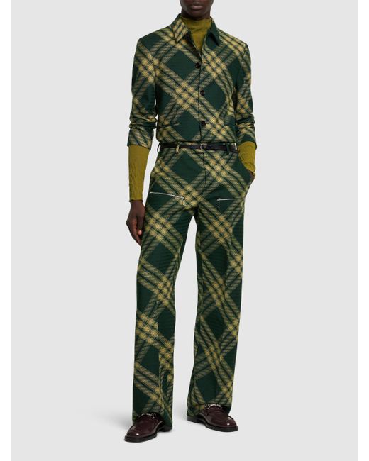 Pantalon en laine à carreaux Burberry pour homme en coloris Green