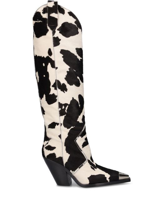 David Koma White Ponyskin Cowboy Boots