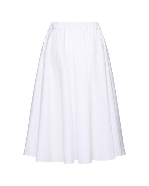 Aspesi White Cotton Poplin Midi Skirt