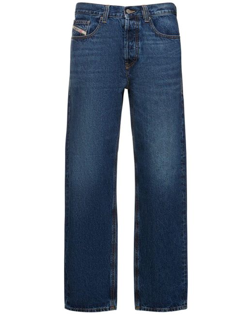 DIESEL Blue D-Macs Cotton Denim Straight Jeans for men