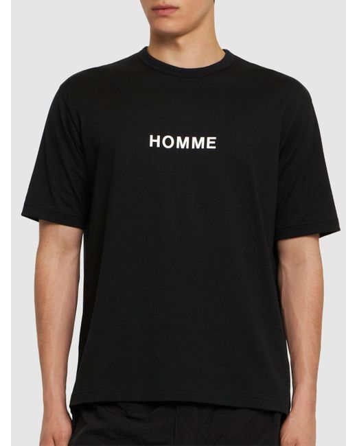 Camiseta de algodón estampado con logo Comme des Garçons de hombre de color Black