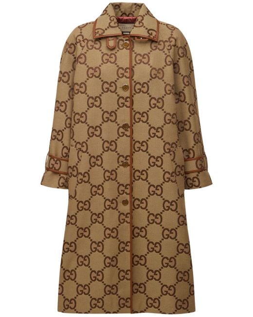 Gucci Natural Canvas Jumbo Logo All Over Trench Coat