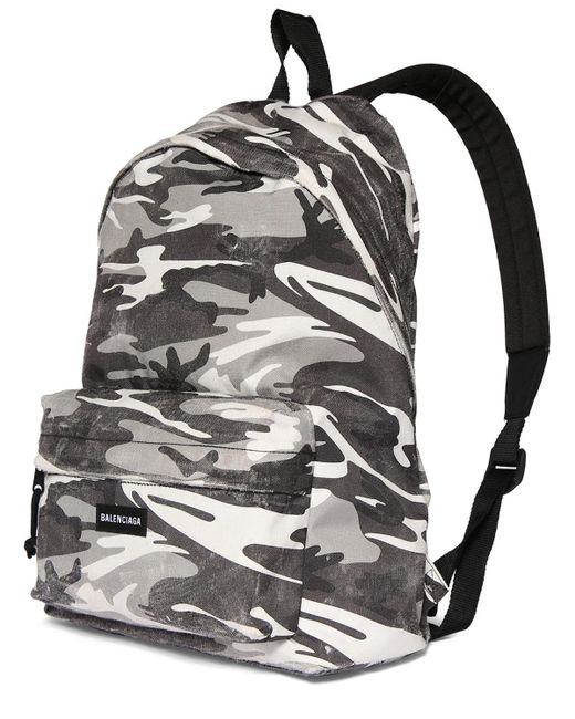Balenciaga Gray Camo Printed Nylon Backpack for men