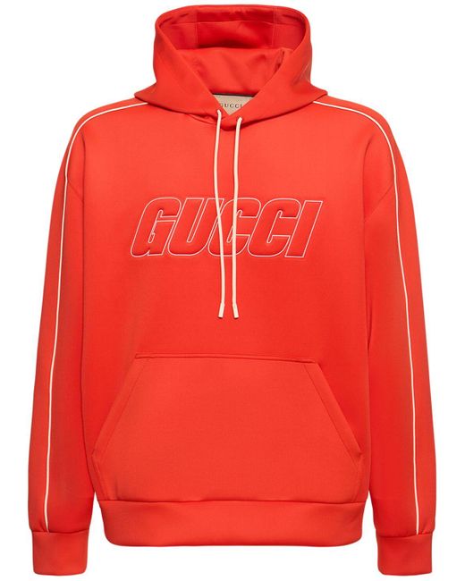 Gucci Logo Detail Tech Hoodie in Red for Men Lyst UK
