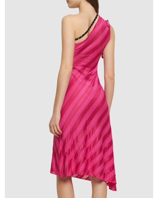 Cormio Pink Alana Embellished One Shoulder Dress