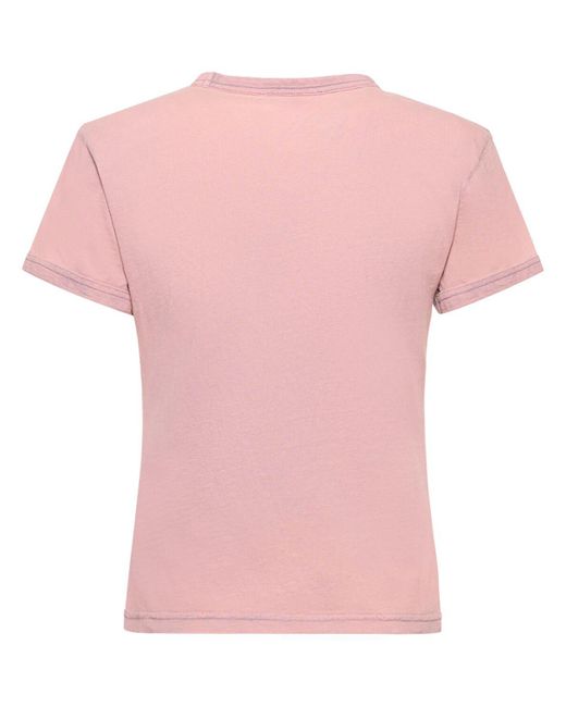 Camiseta de algodón jersey con logo Acne de color Pink
