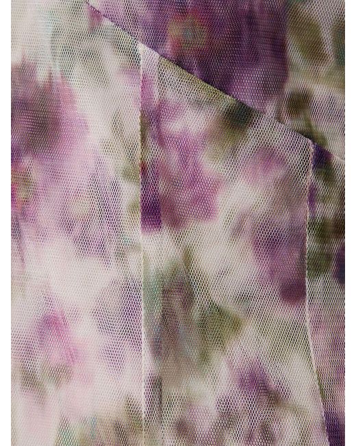 Philosophy Di Lorenzo Serafini Purple Printed Tulle Mini Dress