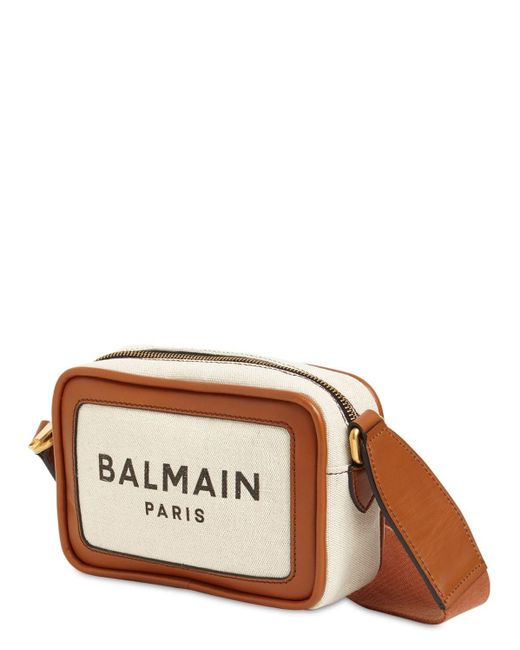 Balmain Barmy Canvas & Leather Camera Bag in Natural Lyst