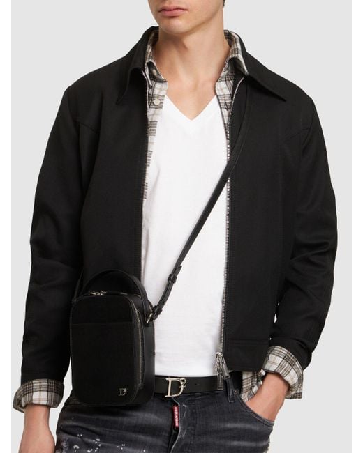 DSquared² Black D2 Leather Crossbody Bag for men