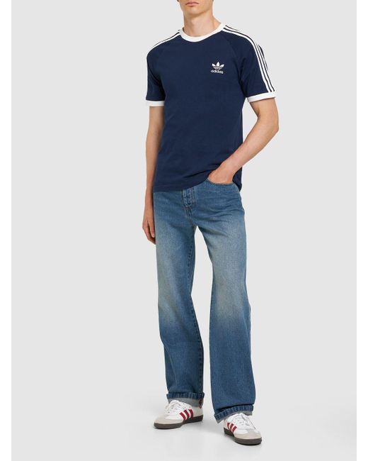 Camiseta de algodón con 3 bandas adidas Originals de hombre de color Azul |  Lyst