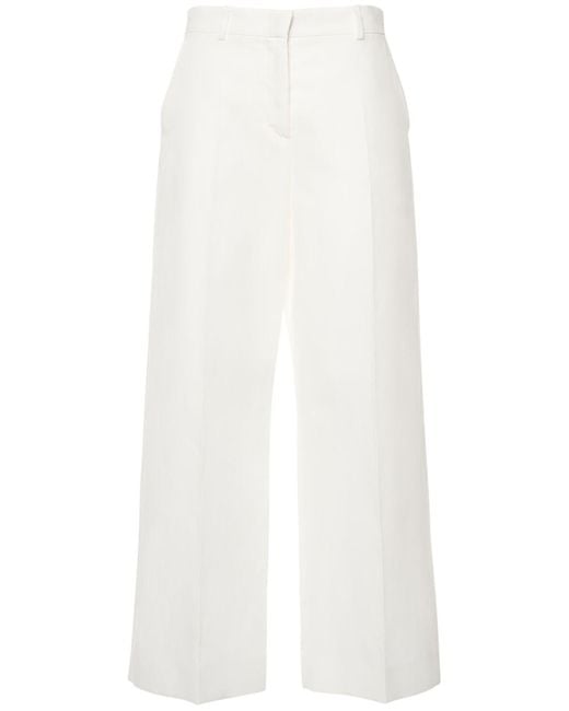 Pantalones anchos de algodón y lino Weekend by Maxmara de color White