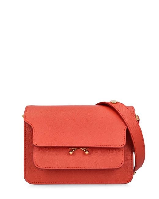 Marni Red Mini Trunk Saffiano Leather Bag