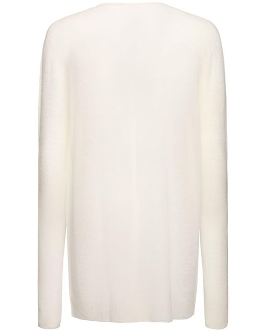 Rick Owens White Oversized Wool Crewneck Sweater for men
