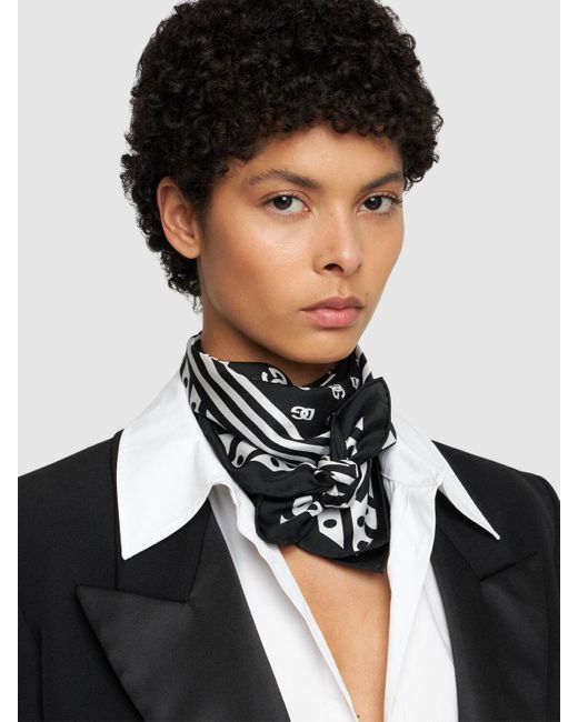 Fular 70 x 70 de sarga con estampado integral del logotipo DG Dolce & Gabbana de color Black