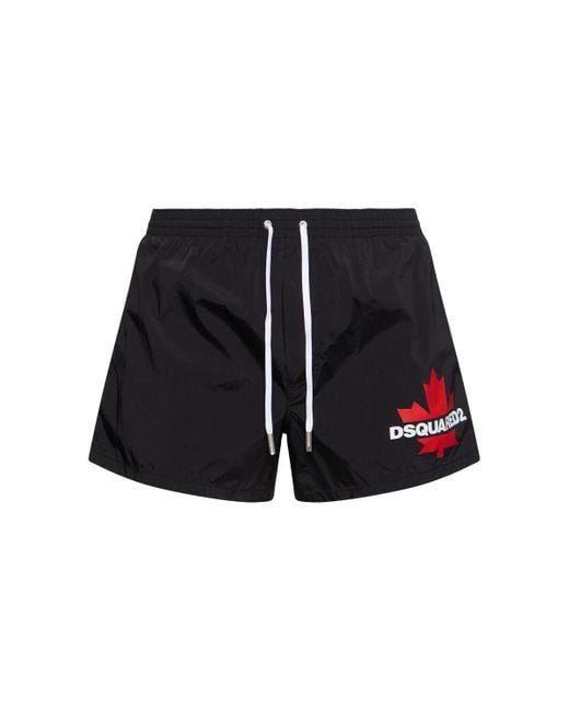 Shorts mare con logo di DSquared² in Black da Uomo