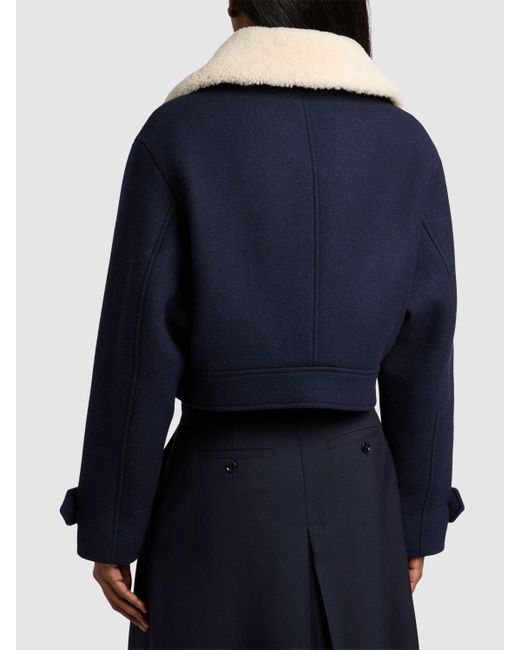Mujer Chaqueta De Algodón Con Cuello De Shearling AMI de color Blue