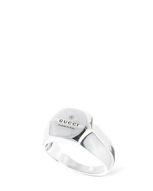 Gucci White Trademark Logo-embossed Sterling- Ring