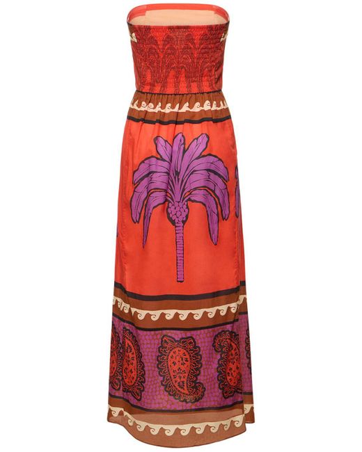 Johanna Ortiz Red East Africa Heart Strapless Long Dress