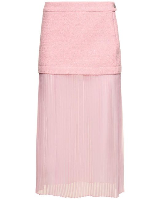 Gucci Pink Silk Tweed Layered Skirt
