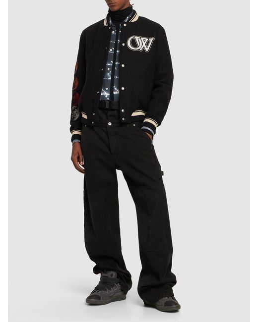 Off-White c/o Virgil Abloh TM Schwarze Wollmischung Bomberjacke in Black für Herren