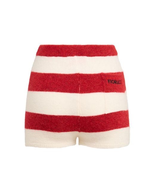 Fiorucci Red Damen Striped Wool Blend Knit Shorts